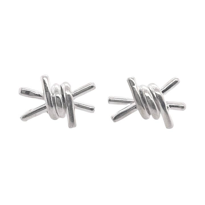 STERLING SILVER BARBWIRE POST EARRINGS for wholesale by Balaam Design