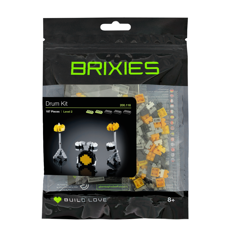 Toysmith - Wholesale Building Set - Kids - Brixies Large Zip Bag Drum Kit2