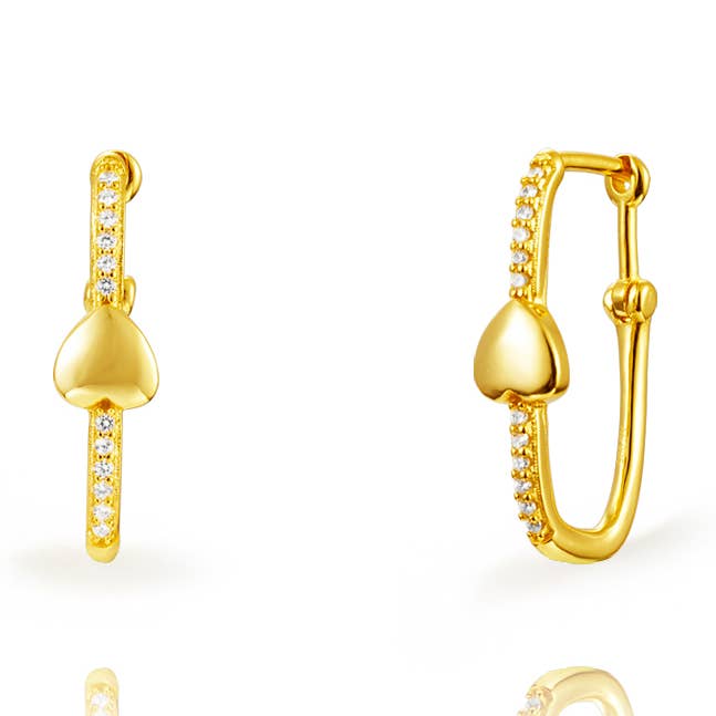 Zilveren Oorbellen Hart-Witte Zirkonia-Rechthoek - 23mm voor wholesale door Plata y Minerales