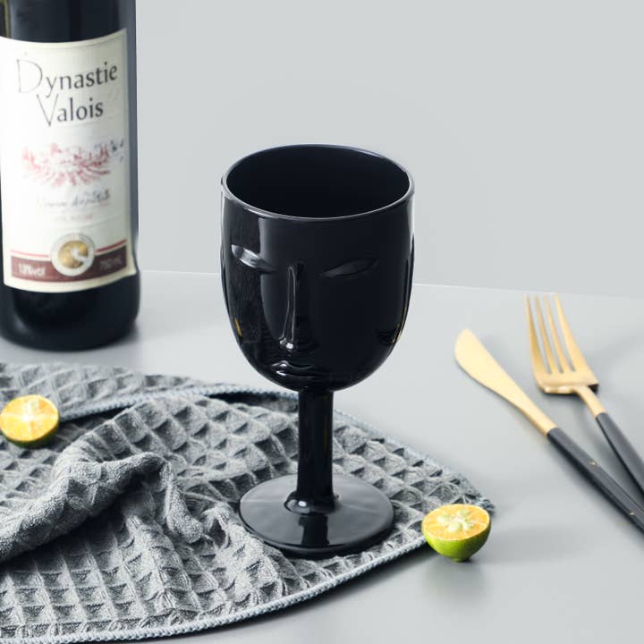 Everest Global - Wholesale Wine Glass - Human Face Black/White Goblet Glasses set of 67