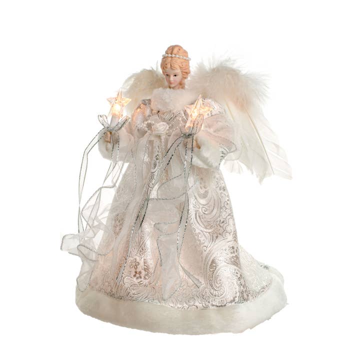 Starlight Collection - Wholesale Tree Topper - Silver/White 10-Light Vintage Angel Tree topper3