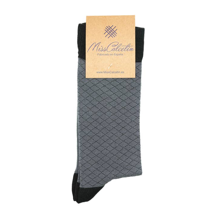Miss Low Cut Sock Rhombo Labrado Charcoal-Black for wholesale by MissCalcetin