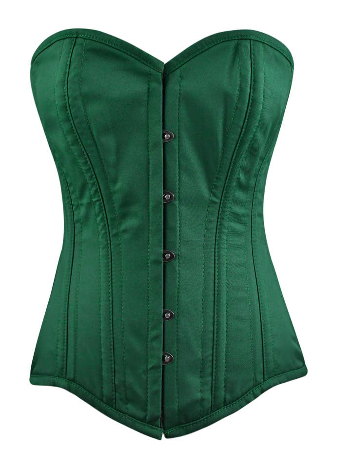 Groen Unieke handgemaakte middeleeuwse korset met voorste haak en stalen baleinen voor groothandel op Faire0