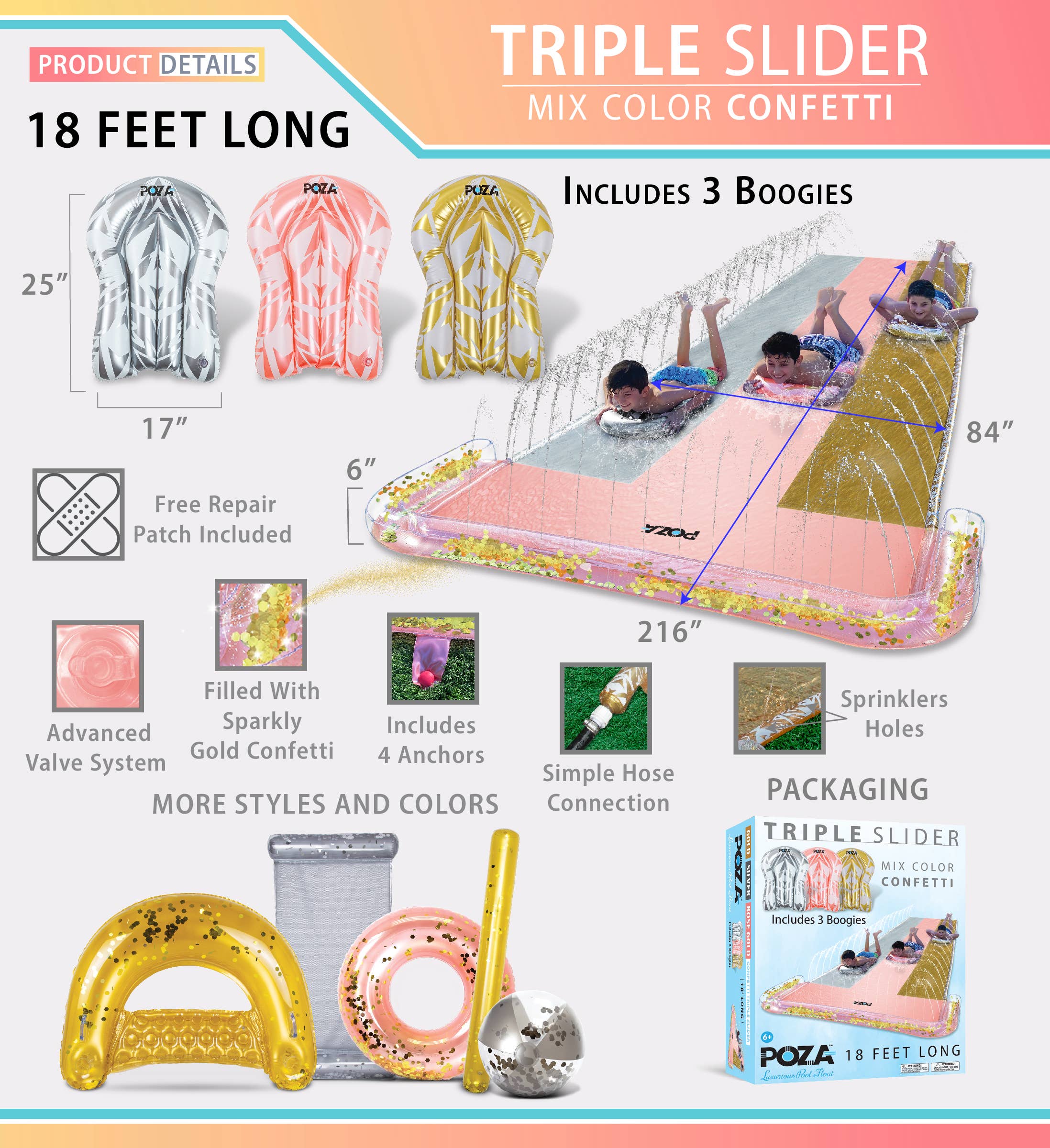 Cota Global - Wholesale Inflatables - Pool Float - Luxury Triple Slip And Slide2