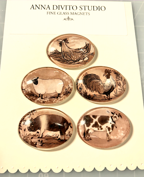 Anna DiVito Studio - Wholesale Magnet - COUNTRY FARM ANIMALS MAGNET SET | GLASS LARGE | HANDCRAFTED1