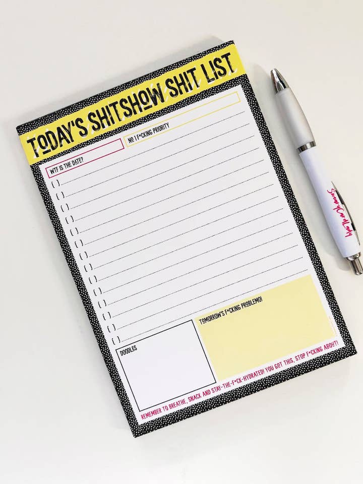 Taccuino della Lista di Merda di Oggi. Taccuino A5 Lista delle Cose da Fare. per la vendita all'ingrosso da parte di Sweary Card Lady