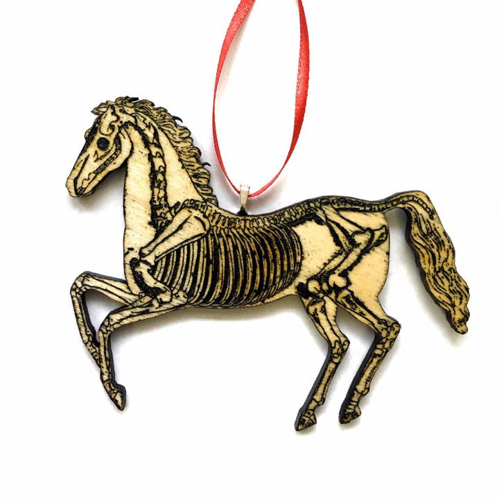 Skeleton Horse Ornament - Halloween / Spooky Laser Cut Wood for wholesale by Toad Hill Farm