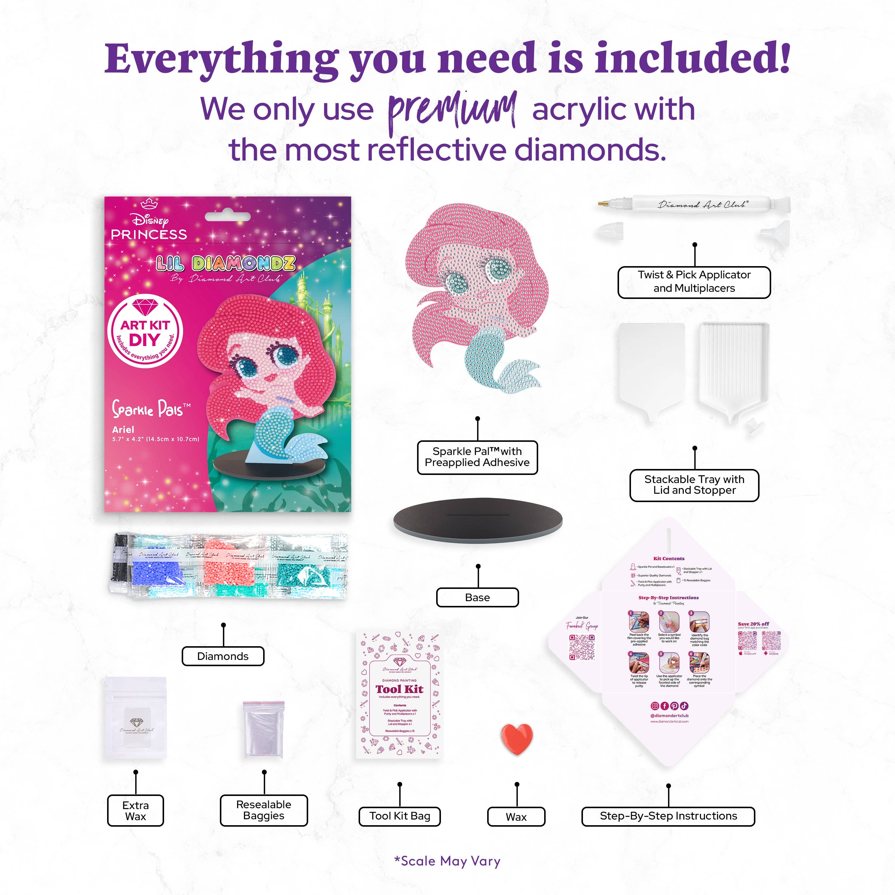 Diamond Art Club - Wholesale DIY Craft Kit - Sparkle Pals™ - Chibi Ariel™1