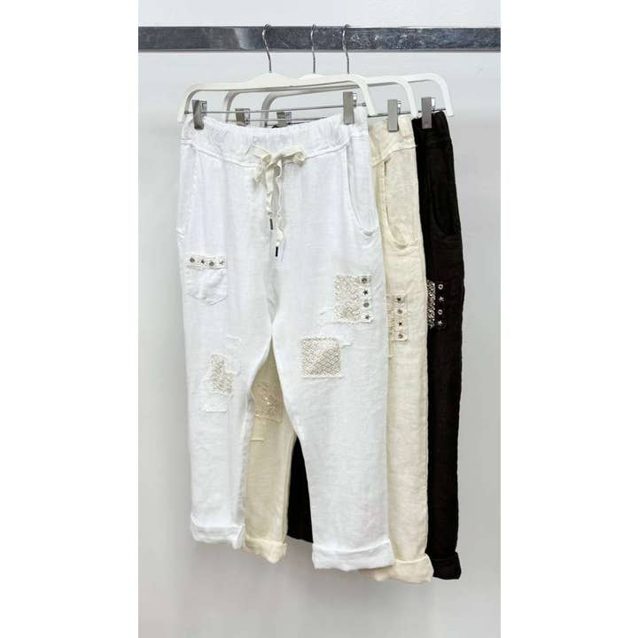 JOGGERS COM CORDÃO E APLICAÇÃO DE LANTEJOULAS (45810-SEQUINPATCH) por atacado de VENTI6