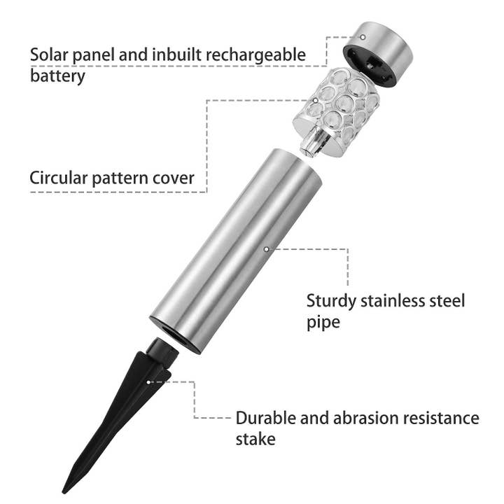 Silver 6 Pack Outdoor Solar Light IP44 Waterproof RGB Garden Lamp Landscape Lawn Décor Light for wholesale on Faire5