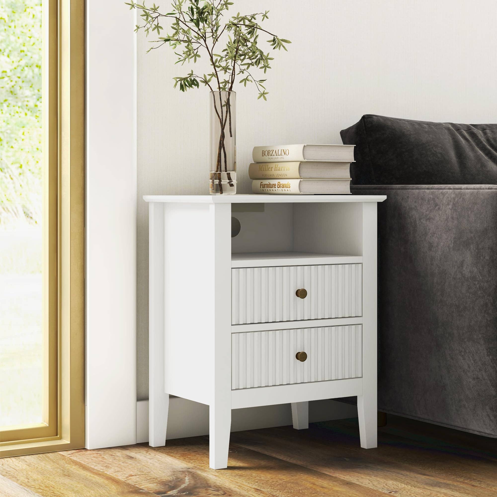 Heynemo - Wholesale Cabinet - Fluted Nightstand Set of 2 with Charging Station7