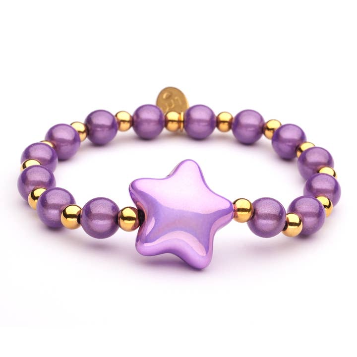 LizzyMae bracelet stainless steel gold+purple+purple star for wholesale by LOT83