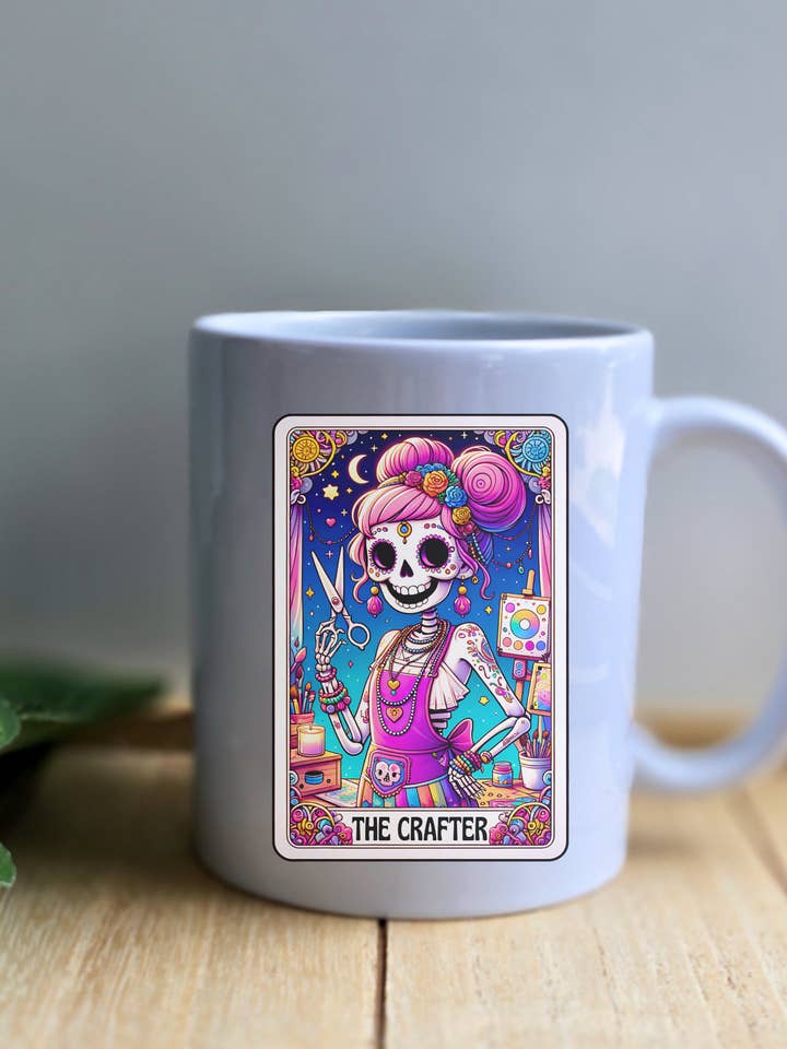 The Crafter Tarot Card Coffee Mug for wholesale by Galactic Sapphire