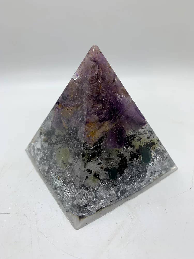 Orgonics by Driftwood Works Inc - Wholesale Spiritual Stone/Crystal - AMETHYST-Healing Orgonite Pyramid - Amethyst1