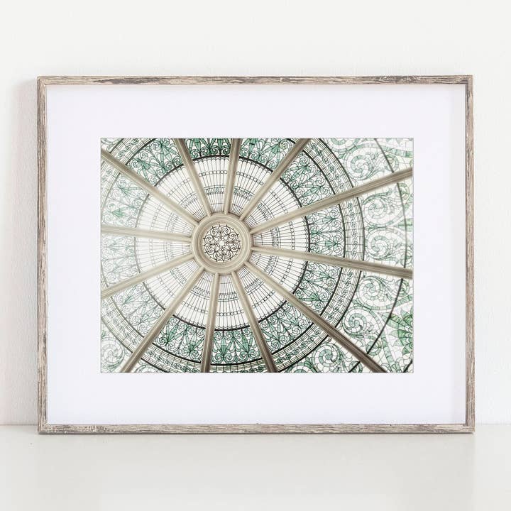 Green Geometric Stained Glass Print | Unframed for wholesale by Lisa Russo Fine Art