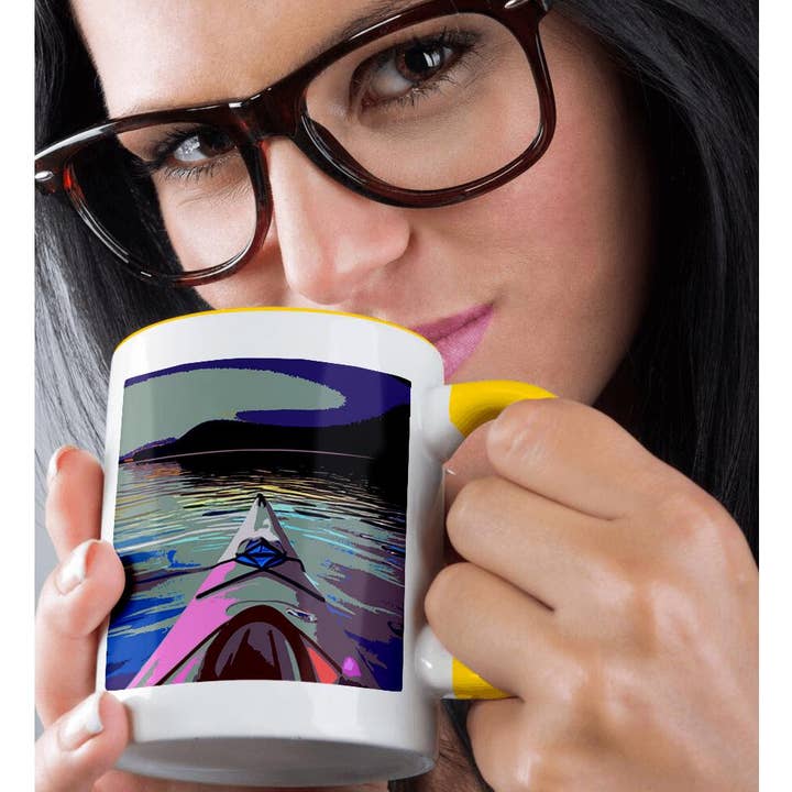 3dRose – Großhandel Kaffeebecher – 3dRose, Cooles, lustiges, künstlerisches Kajak-Design mit Kajakboot auf dem Wasser, Tasse1