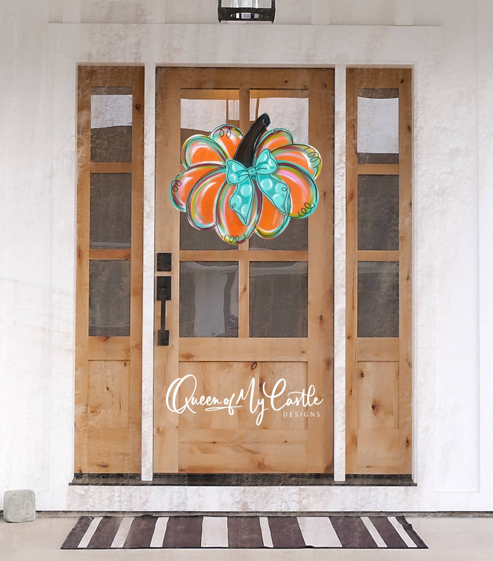 Queen of My Castle Designs - Venta al por mayor Colgador de puerta - Colgador de puerta otoñal, decoración otoñal, colgador de puerta con forma de calabaza (C (copia)