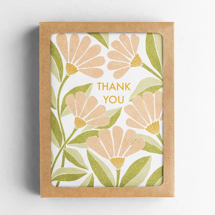 Quiet Lines Design - Vente Cartes de remerciements - Coffret de cartes de vœux Pink Petals Thank You0