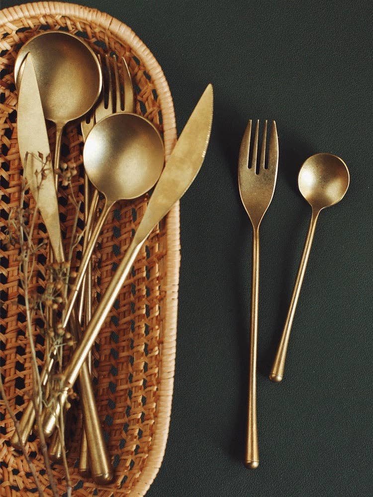 Gohobi （We cover U.S. import duties） - Wholesale Assorted Cutlery Set - Gohobi A Set of 5 Pieces Gold Stonewashed Cutlery1