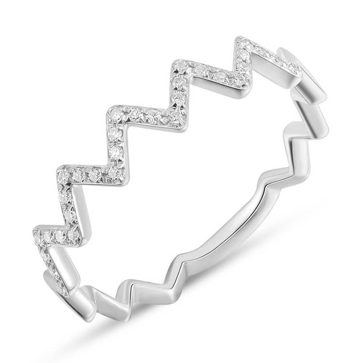 Flash 18K white gold diamond ring for wholesale by Leaf Jewelry