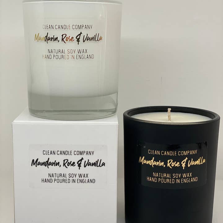Mandarine, Rose & Vanilla Sojawachskerze für den Großhandel von The Clean Candle Company