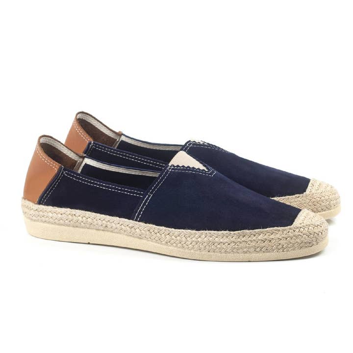 Espadrilles en cuir bleu SEVIANE-BLUE-300 pour la vente par Men's Heritage