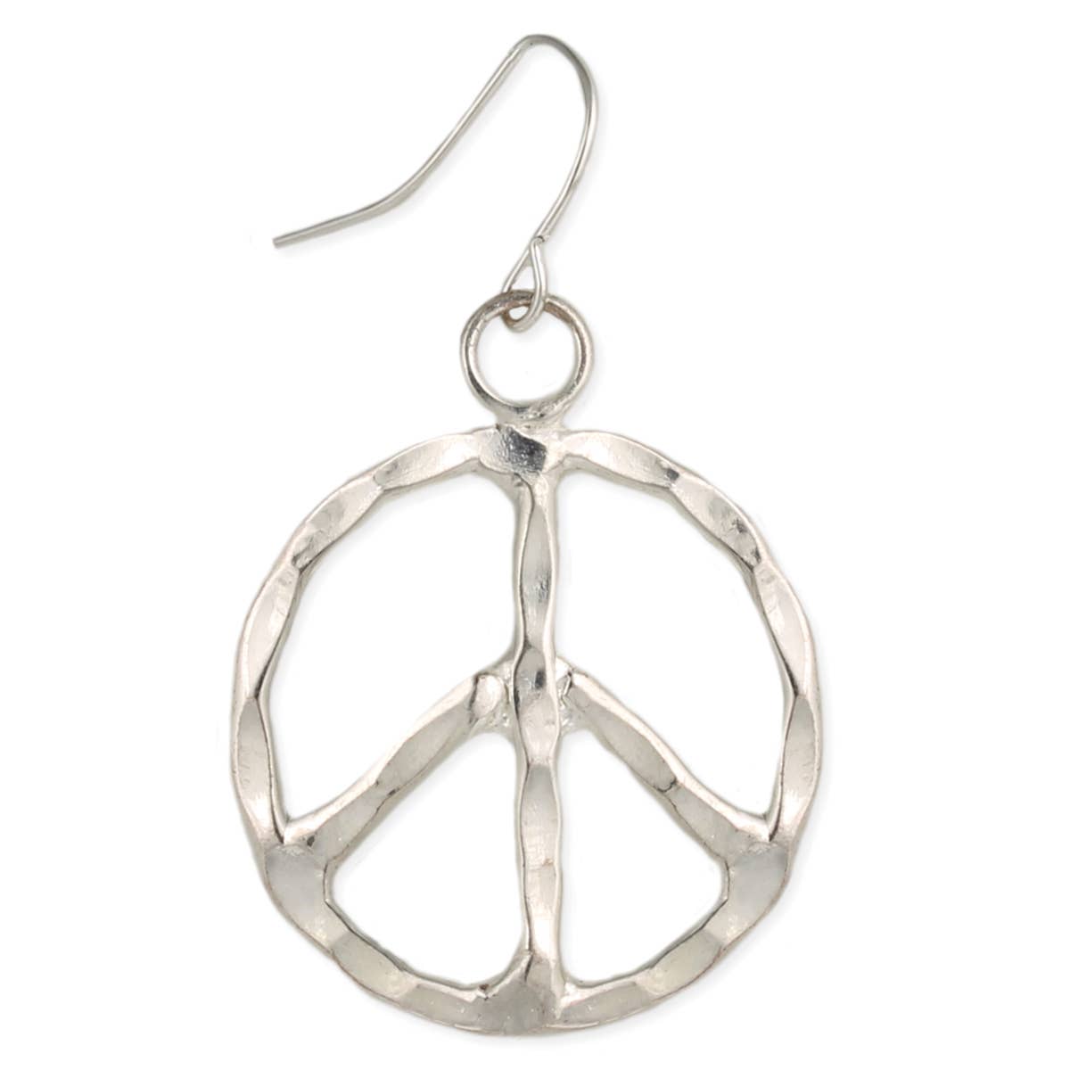 ZAD - Wholesale Hangende/ronde oorbellen - Woodstock Vibes zilveren vredesteken oorbel1