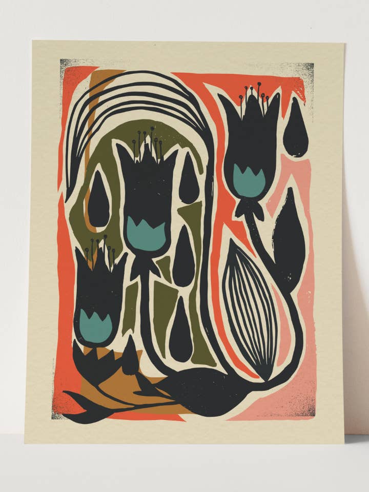 "Nurture" Colorful Floral Wall Art Print Mid Century
for wholesale by Ash Cascade Design