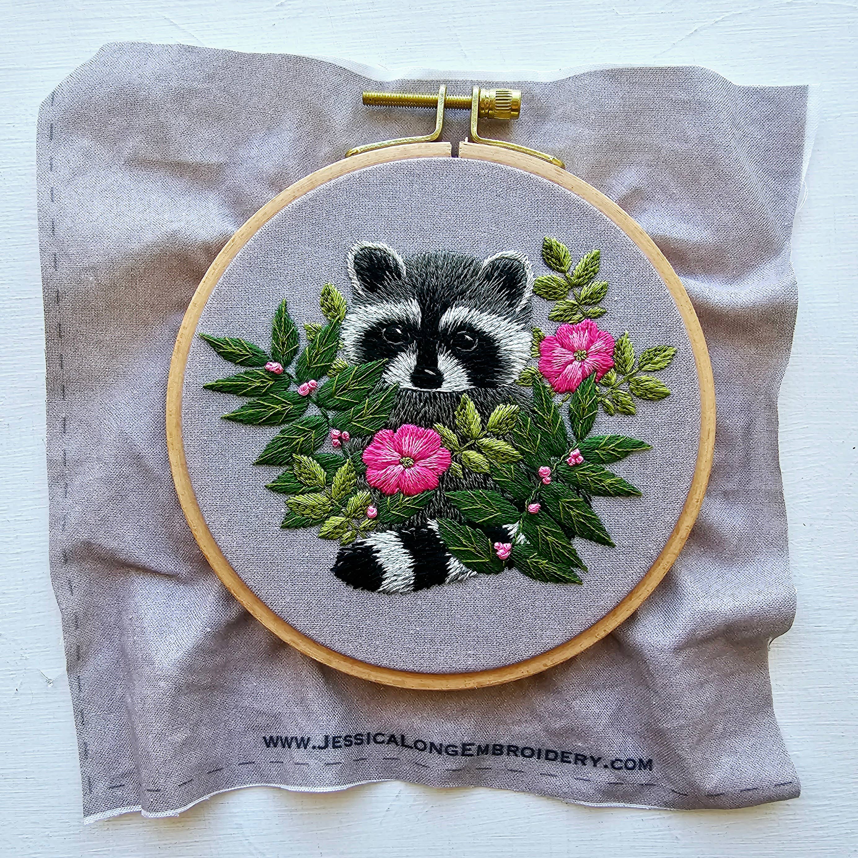Jessica Long Embroidery - Wholesale Embroidery/Cross Stitch Supplies - Raccoon hand embroidery kit1