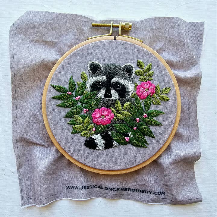 Jessica Long Embroidery - Wholesale Embroidery/Cross Stitch Supplies - Raccoon hand embroidery kit1