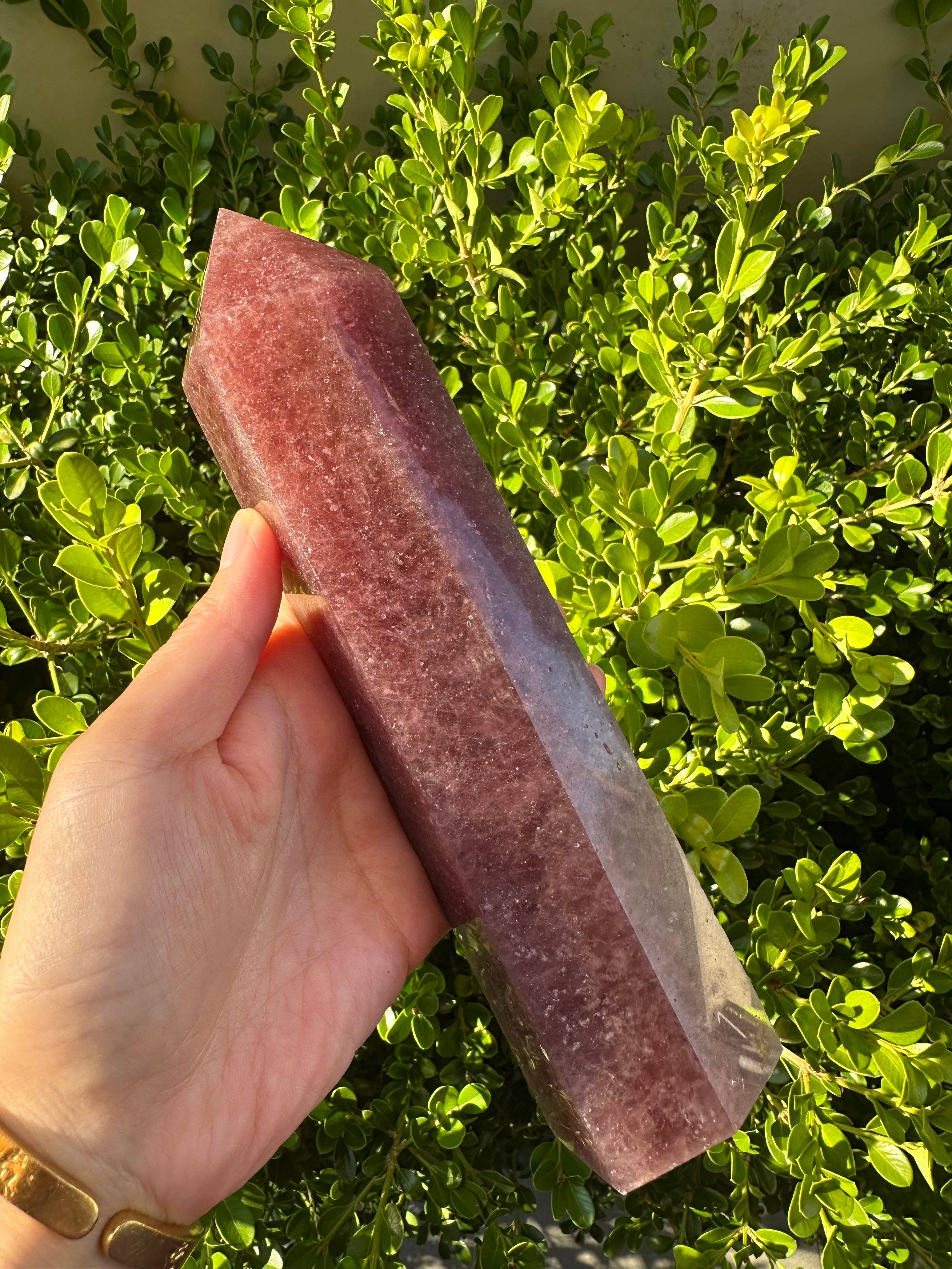 Moon Rituals - Wholesale Spiritual Stone/Crystal - Large Strawberry Quartz Crystal Tower Obelisk – Love & Emotional Healing, Christmas Crystal Gift  #32