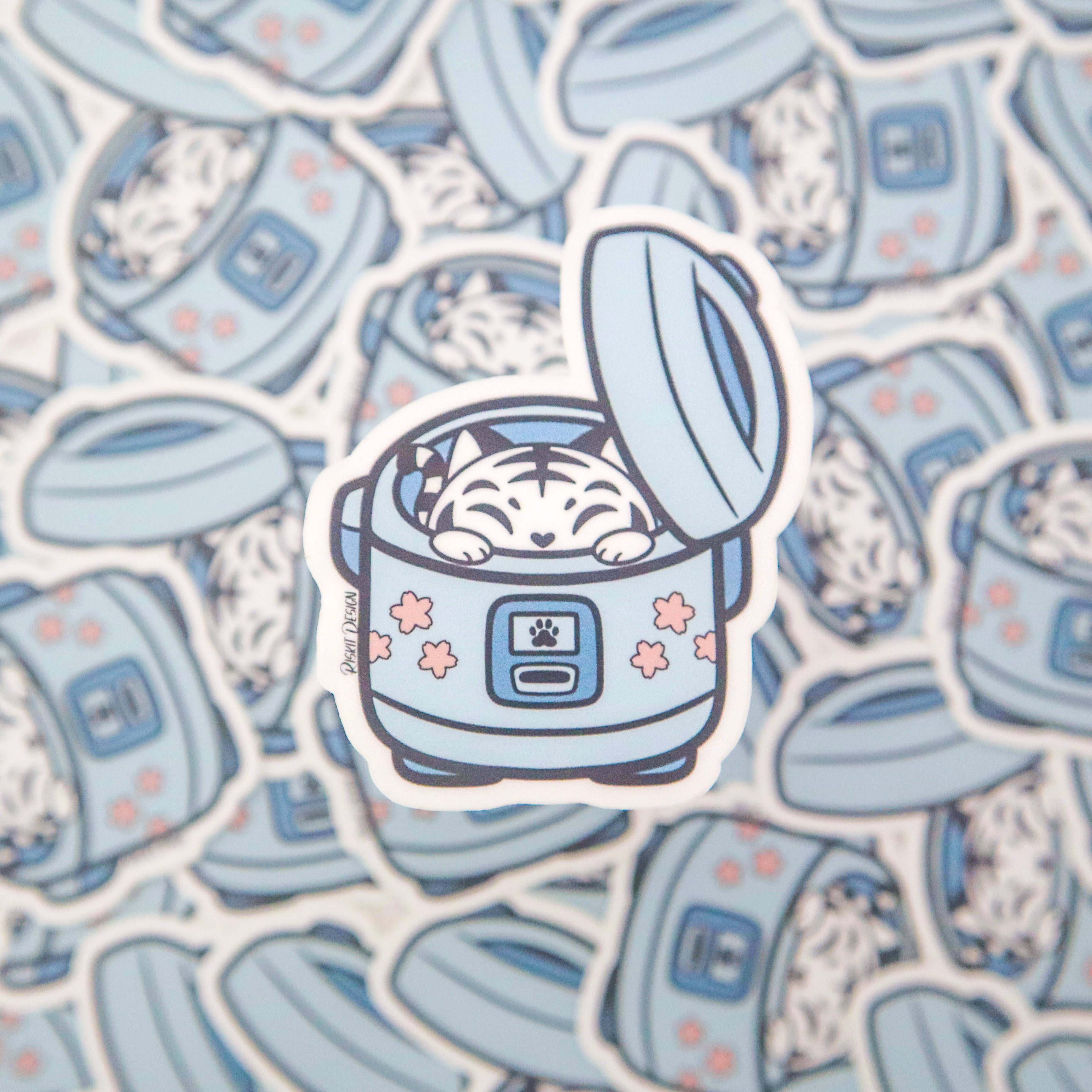Riskit Design - Wholesale Sticker - Rice Cooker Nekohan Vinyl Sticker1