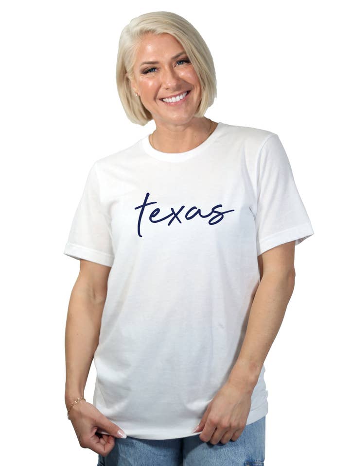 Texas Script Tee for wholesale by Stated Brands