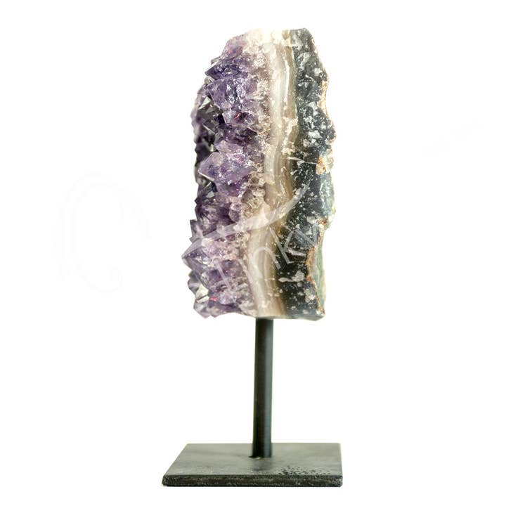 Oceanic Linkways Inc - Wholesale Spiritual Stone/Crystal - (PC)GEODE - AMETHYST, URUGUAYAN B UNPOLISHED ON METAL STAND1
