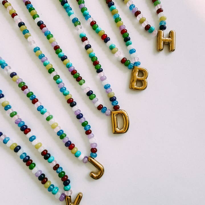 ETTA & EAST - Wholesale Pendant/Charm Necklace - beaded initial necklace