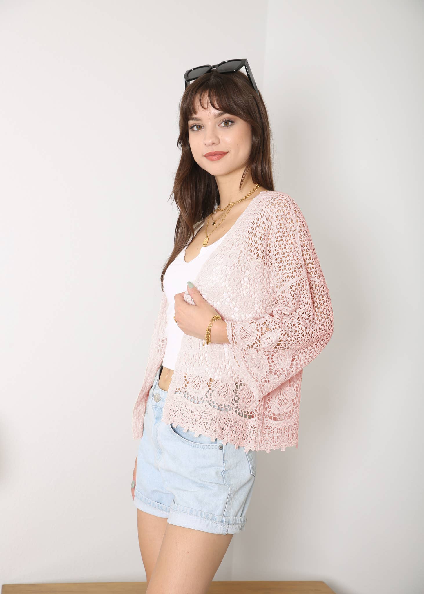 Anna Kaci Wholesale - Wholesale Kimono - Women's - Womens Short Embroidered Lace Kimono Crop Cardigan Half12
