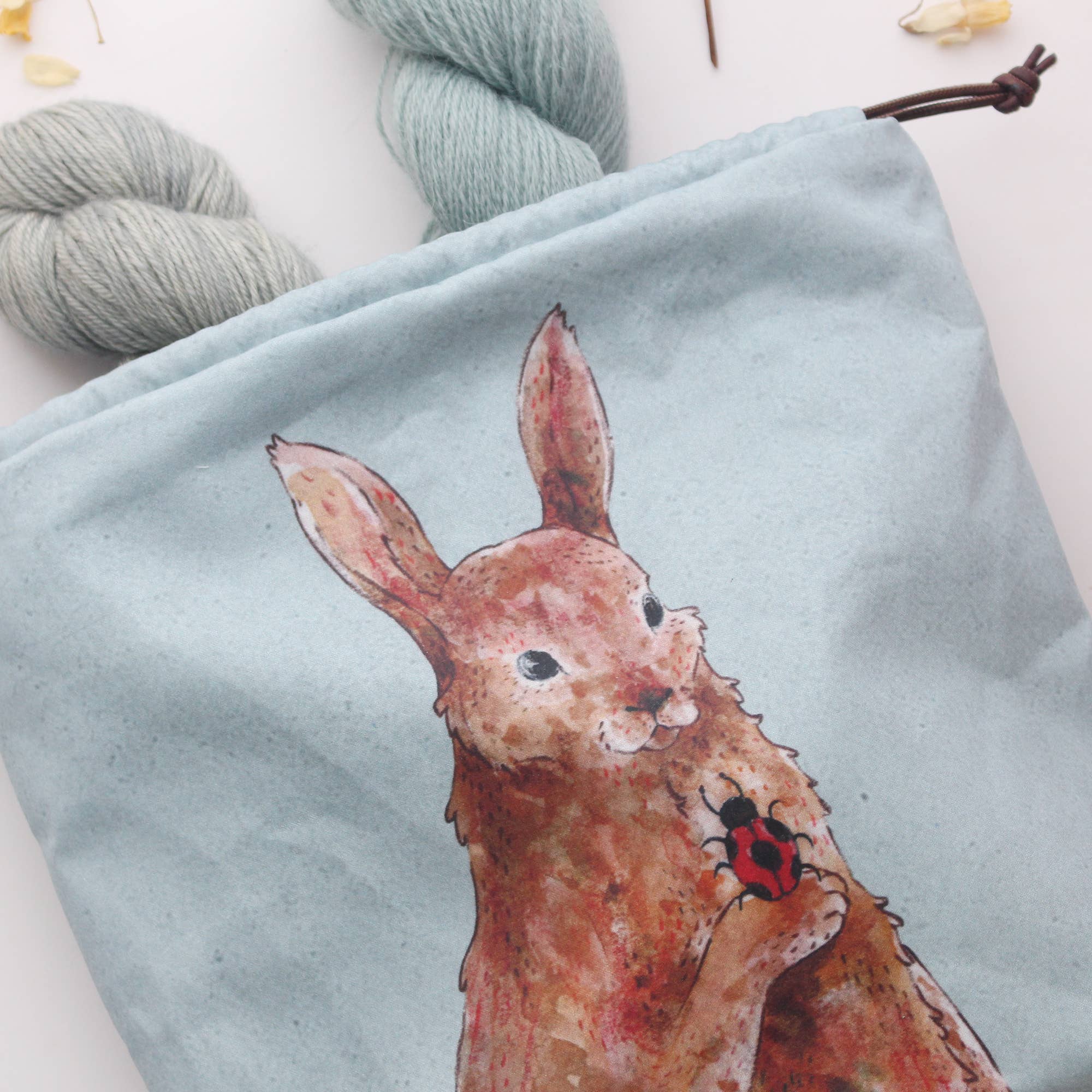 The Blue Rabbit House - Wholesale Drawstring Bag - Unisex - Penelope the Rabbit | Project Bag4
