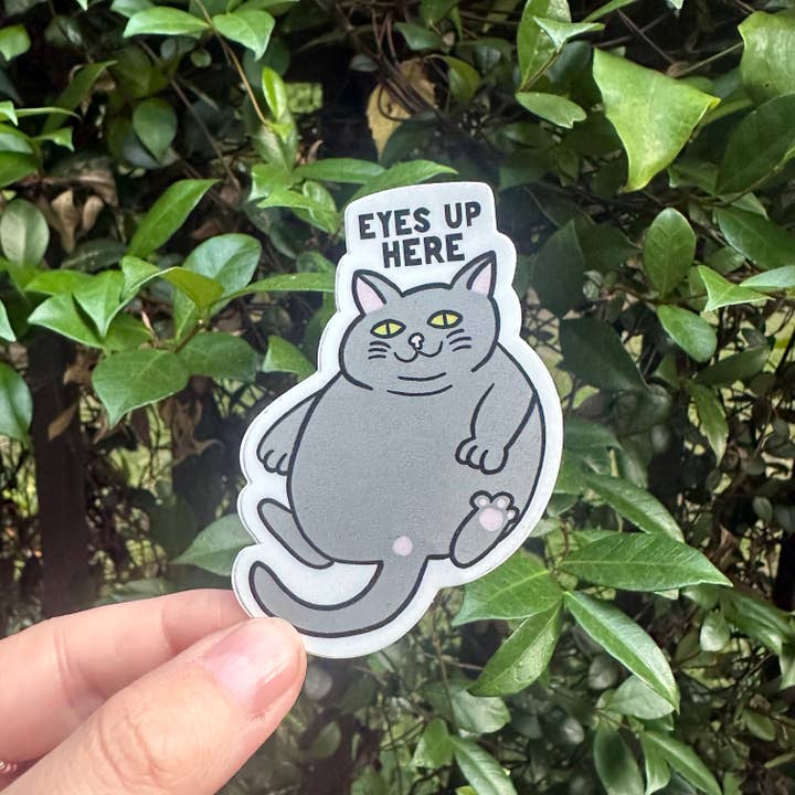 Articuh - Wholesale Sticker - Eyes Up Here Cat Vinyl Sticker1