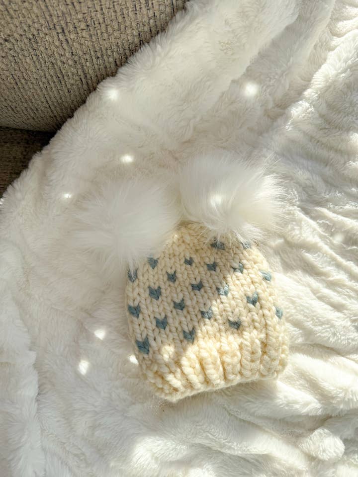 Nyfødt turkis håndstrikket hat✨ for engroshandel hos Knot Kinky HairTies