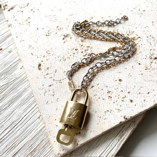VB&CO Designs Handmade Jewelry - Wholesale Pendant/Charm Necklace - Louis Vuitton lock necklace repurposed upcycled LV11