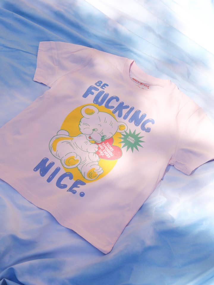 Pink Be F*ing Nice Graphic T-Shirt for wholesale on Faire3