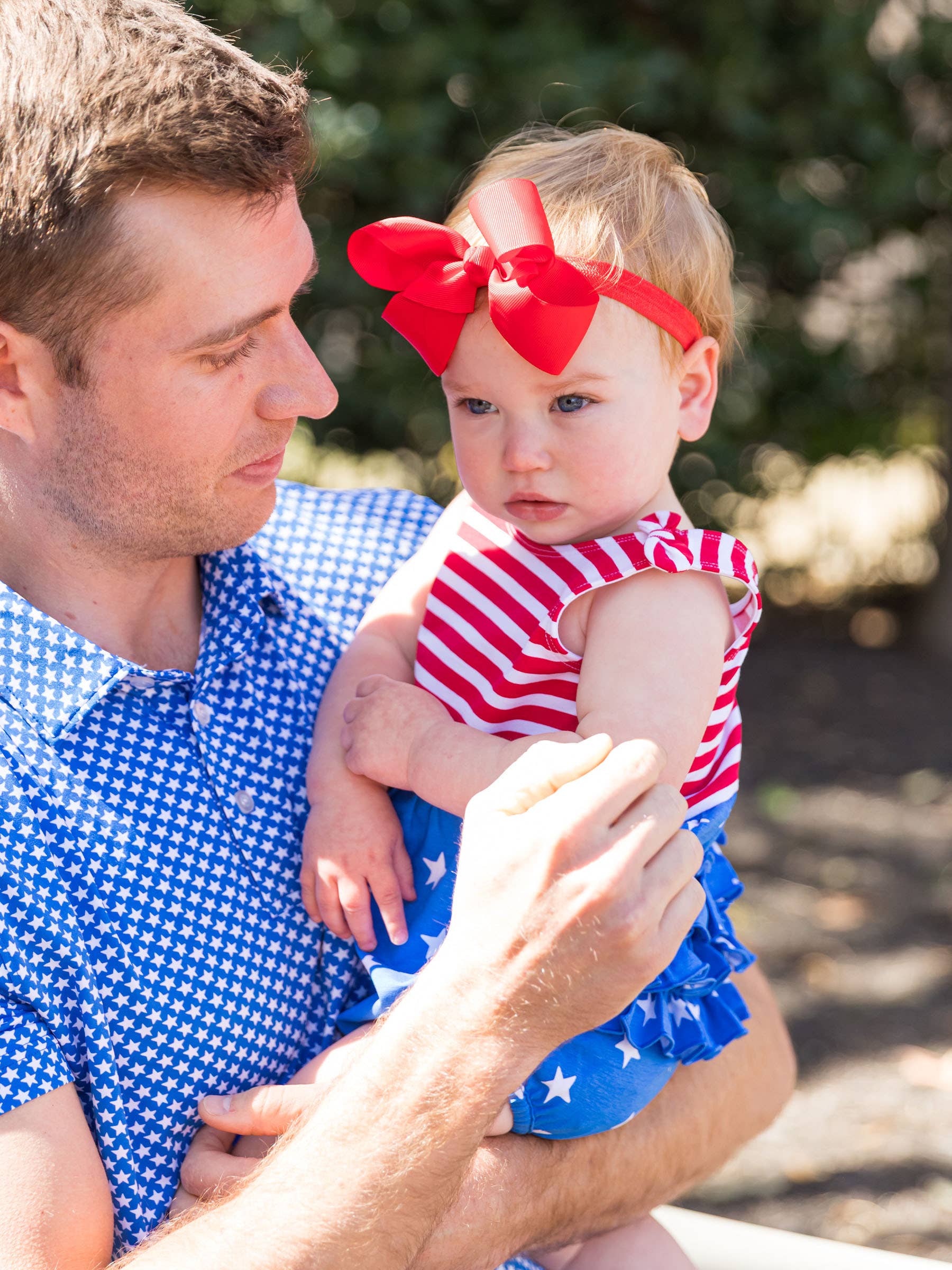 RuffleButts + RuggedButts - Wholesale Romper - Kids - Baby Girls Stars & Stripes Knit Tie Shoulder Bubble Romper7
