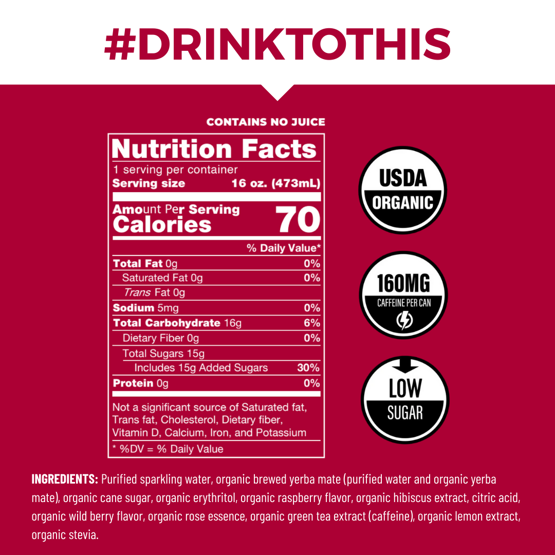 CLEAN Cause - Wholesale Iced Tea - Organic Raspberry Sparkling Yerba Mate Energy Tea – 12-pack2