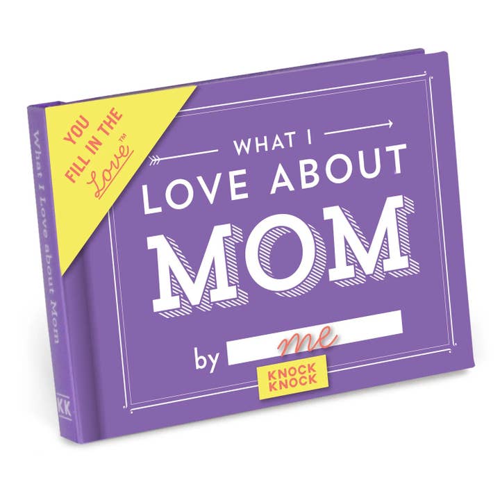 Knock Knock What I Love about Mom Book Fill in the Love Fill-in-the-Blank Book & Gift Journal (Notebook/Sketchbook) for wholesale by Abrams & Chronicle Books