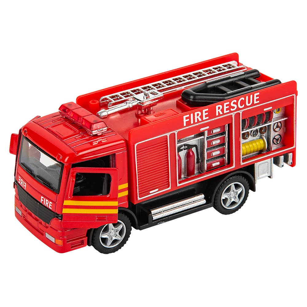 The Toy Network - Wholesale Toy Car/Truck - Kids - 5" Diecast Pull Back Fire Engine Rescue  12/Display3