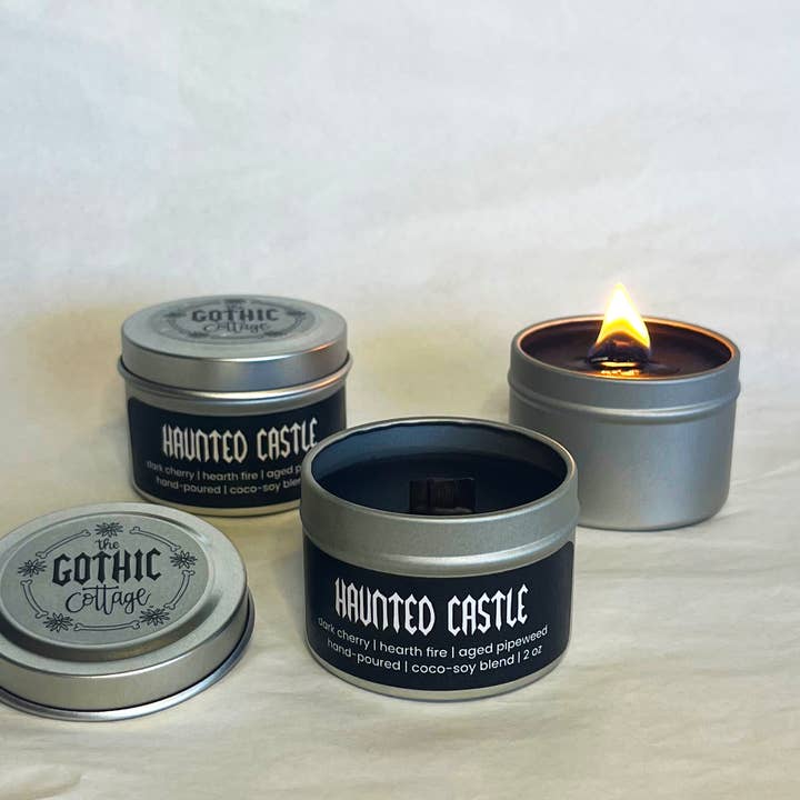 Cherry & Tobacco—1.8oz black candle | Haunted Castle for wholesale by The Gothic Cottage