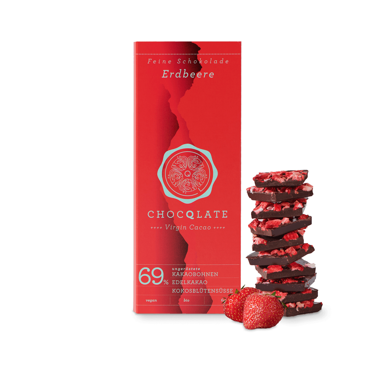Chocqlate - Vente Barre chocolatée - Chocolat bio FRAISE CHOCQLATE - paquet de 101