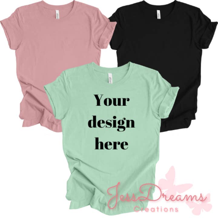 Bella Canvas Custom T-Shirt | Personalized Text or Design | and other Purchase wholesale t shirts with custom logo. Free returns & net 60 terms on Faire trending on Faire.