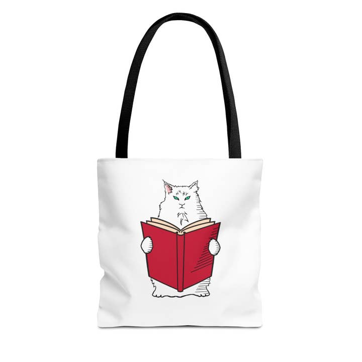 Sac fourre-tout de littérature, cadeau littéraire Snarky Cat, marchandise livresque pour libraire, cadeau pour les amateurs de livres, cadeau de club de lecture pour un ver de bibliothèque, cadeau pour amoureux des chats pour la vente par Terry Heath Art