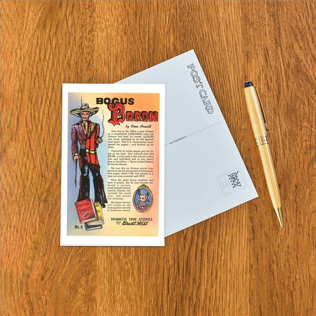Found Image Press - Wholesale Postcard - Postcard TW-56 Bogus Baron, Ad for Western Pulp Fiction1